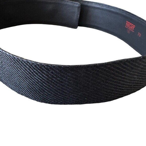Vintage Valentino Night Black Beaded Fabric Leather Waist Belt xs 80s